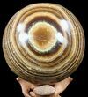 Polished, Banded Aragonite Sphere - Morocco #56995-1